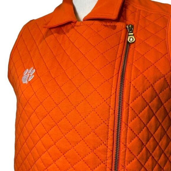 NWOT Clemson UG Apparel Quilted Moto Vest Orange Tigers Logo Size Medium - Picture 2 of 13